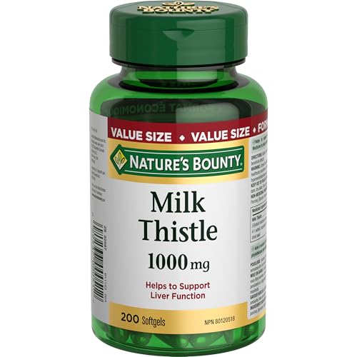 NATURE'S BOUNTY Milk Thistle, 1000 mg, Helps Support Liver Function, 200 Softgels, 229 g