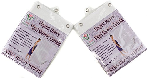 Venice Collections 2-Pack Heavy Duty 100% Water, Mold, Mildew Repellent, 10 Mil, Durable Shower Curtain Liner with Reinforced Header, Rustproof Grommets, Weighted Magnetic Hem White