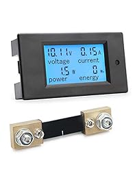 Multímetro digital, DROK DC Medidor 6,5 100 V 100 A LCD Display Voltaje Corriente Energía Medidor 12 V 24 V 36 V 48 V 60 V 72 V Voltímetro Amperímetro Volt Amp Watt Tester con 100 A Corriente Shunt
