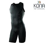 Men’s KONA Triathlon Race Suit - Speedsuit Skinsuit Trisuit Sleeveless - One-piece vest and short combo that half zips with a rear pocket for storage