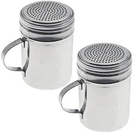 DuraWare Stainless Steel Versatile Dredge Shaker, 10-Ounce with Handle, Set of 2