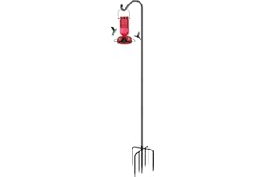 FEED GARDEN Adjustable Shepherd Hook Bird Feeder Pole with 7 Prongs Base, 108 Inch Tall 5/8 Inch Thick, Heavy Duty Outdoor Ga