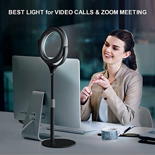 6.3 Inch Ring Light With Stand & Clip - Video Conference Lighting Kit With 3 Modes & 10 Brightness Levels For Laptop, Streaming, YouTube, TikTok