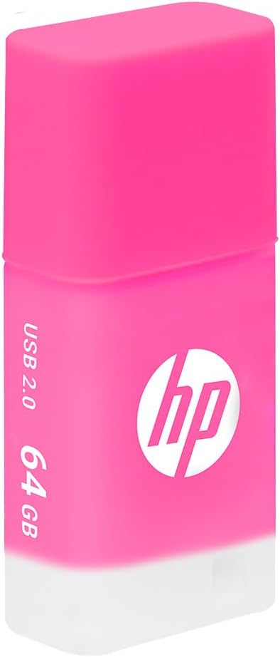 HP v168 64GB USB 2.0 Flash Drive Power Pink Rubber Body Cap