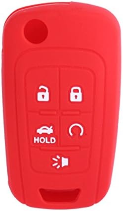 XUHANG Sillicone key fob Skin key Cover Remote Case Protector Shell for Chevrolet Camaro Cruze Limited Equinox Impala Limited Malibu Limited Sonic 5 Button red