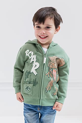 JURASSIC WORLD DINOSAUR T-REX LITTLE BOYS FLEECE ZIP UP HOODIE GREEN 6