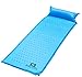 WACOOL Ultralight Inflatable Sleeping Pad Mat Air Mattress - Ultra-Compact for Backpacking, Camping, Travel, Air-Support Cells Design (Blue Sleeping pad)