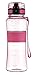 Swig Savvy Sports Water Bottle with Silicone Sleeve for Fitness, Simple Modern Daily Hydration Plastic Workout Water Bottles, 18 oz, Pink