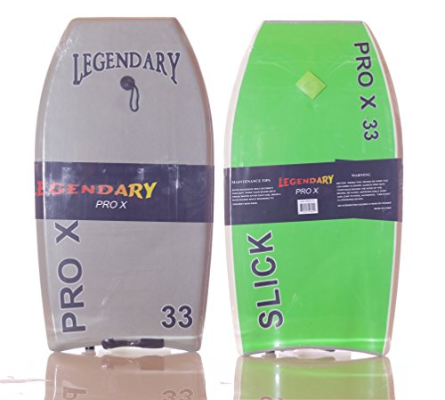 Legendary Pro X Slick Bottom Bodyboard (Grey/Green, 33)