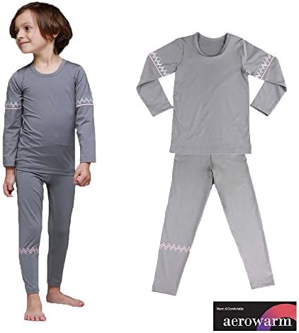 Mini K Functional Fabric Soft Brushed Light Thermal Base Layer Long JohnUnderwear Pajama For Kids (12~13Y, Gray)
