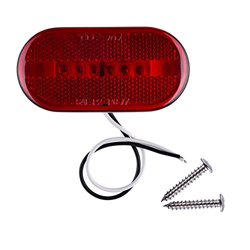 Catinbow 4" 6 LED Side Marker Light Trailer Side Front Rear Marker Light Indicators with Snap-on Lens for Most 12V Vehicles (5 Red) - Thumbnail 4