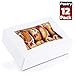 White Bakery Pastry Box With Window - Rigid Thick Kraft Paperboard - Easy Auto Pop-Up Assembly | Perfect for Cookies and Pastries | Set of 12