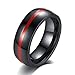 REVEMCN 8mm Black Stainless Steel Thin Line Polished Finish Wedding Band Ring for Men Women, 4 Color (Red, 10)
