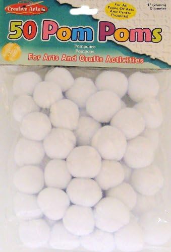 Creative Arts by Charles Leonard Pom-Poms, 1 Inch, White, 50/Bag (69535)