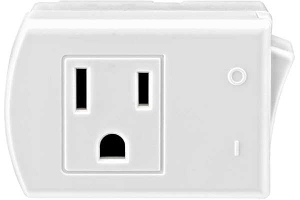 Leviton Plug-in Switch Tap with On/Off Switch, 15 Amp, 01470-00W, White