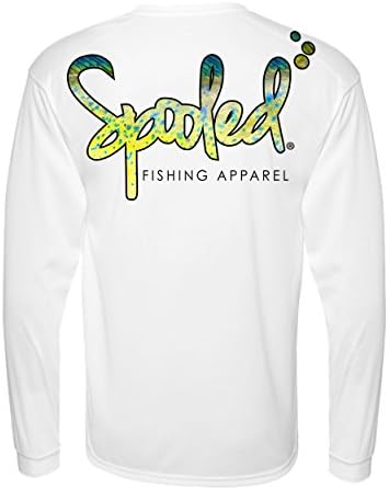 Spooled Performance Long Sleeve White with Mahi Skin Logo SPF-30 (Medium)