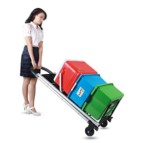 ZXMTC Shopping Trolleys Step Ladder Aluminum 2 in 1 Folding Hand Truck Dolly Portable (Size : 3676120 cm)