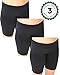 Emprella Slip Shorts | 3-Pack Black Bike Shorts | Cotton Spandex Stretch Boyshorts for Yoga