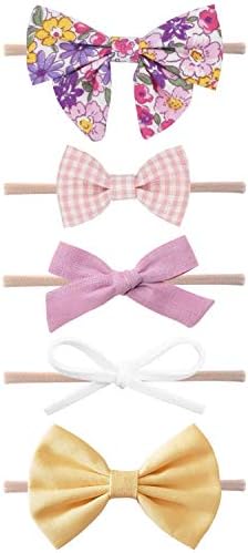 Baby Girl Headbands and Bows, Newborn Infant Toddler Nylon Hairbands Hair Accessories by LittleJoJo