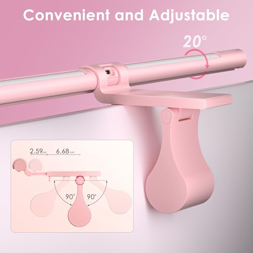 Quntis Computer Monitor Light Bar Curved with Remote & Backlight for Eye Caring, 40cm Pink Screen Light Bar Stepless Dimming Hue Adjustment, No Glare Monitor Lamp as Gift for Girls Game Work Desk Lamp