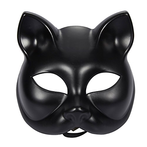 Cat Mask - Funny Animal Mask - Cat Costume Accessories Black Cat Mask for Masquerade Balls, Parties, Halloween, 6.5 x 6 inches