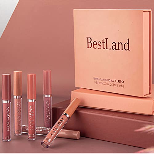 6Pcs Matte Liquid Lipstick Makeup Set, Matte liquid Long-Lasting Wear Non-Stick Cup Not Fade Waterproof Lip Gloss (Set B)