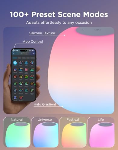 Govee Lantern Floor Lamp, Halo Gradient RGBICWW Smart Standing Lamp with Silicone Soft Lamp Shade, 1000K-10000K, 100+Scene Modes, Music Sync, 1400lm, Matter Compatible, Ideal for Living Room, Bedroom