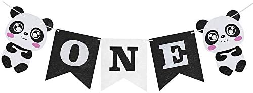 Ningz0l Party Decorations Banner, Panda 1 Year Old Pull Flower Banner Birthday Party Decoration Supplies Background Atmosphere 3 Pieces