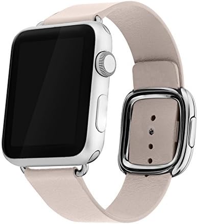 Apple Watch Band 38mm Series 1/Series 2, Bandkin Large Modern Buckle Band with Genuine Leather Strap for iWatch (38mm Soft Pink)