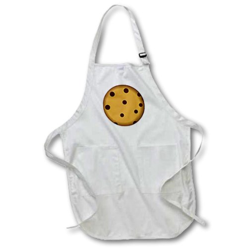 3dRose apr_43214_2 Large Chocolate Chip Cookie Cartoon-Medium Length Apron with Pouch Pockets, 22 by 24-Inch