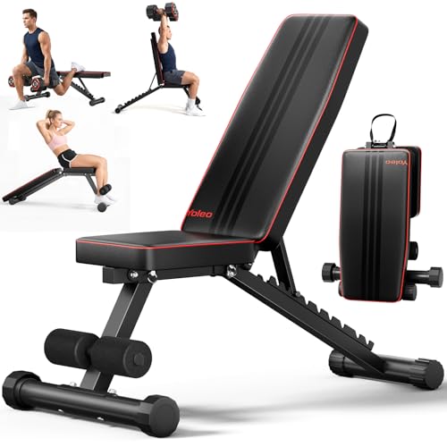 YOLEO Verstellbare Hantelbank für Home Gym, Trainingsbank klappbar bis 300 kg belastbar, Fitnessbank mit 11 Rückenlehnen-Positionen für Schräg-, Flach