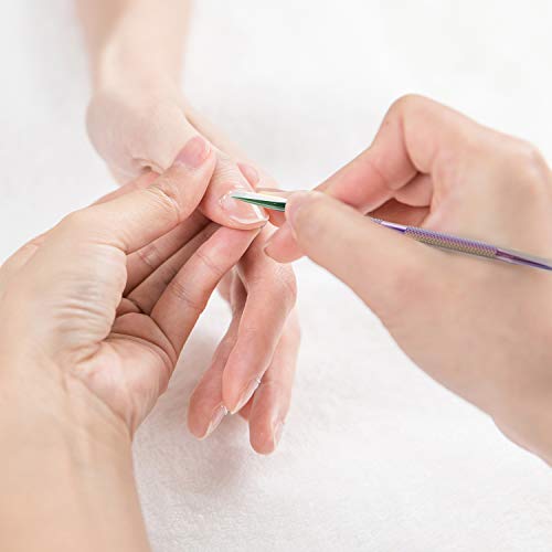This Cuticle Pusher set is also multifunctional, enabling you to execute different tasks with ease, such as removing cuticles, cleaning nail gaps, and eliminating gel nail polish or acetone. The tool's ingeniously designed spoon head fits the curved shape of nails, enabling quicker removal of nail polish. Additionally, its triangular head removes nail polish more thoroughly without damaging the nails, while the flat head guarantees a smooth and painless cuticle.