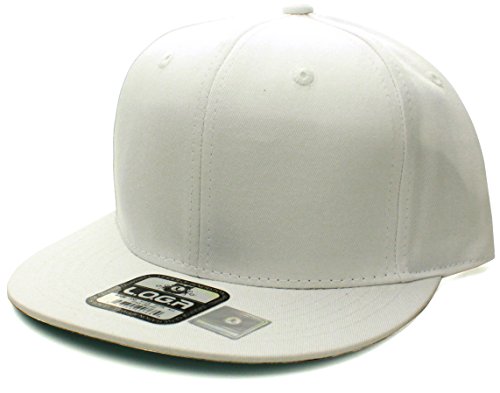 L.O.G.A. Plain Adjustable Snapback Hats Caps Flat Bill Visor - White
