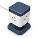 BESTEK Table Mountable Power Strip Cube Charging Station with 3-Outlet and 4 USB Plug Strip with Detachable Base, 5 Feet Extension Cord, Flat Plug,1625W, Blue