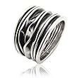 Unique Crushed Can Wide Armor Band Sterling Silver Ring
