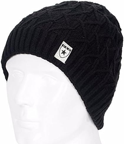 Men Winter Warm Knitting Hat Baggy Slouchy Beanie Skully Windproof Hat Skull Cap (Black)