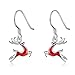 Christmas Gift Reindeer Earring -Silver Hypoallergenic Red Deer Xmas Dangle Earrings for Women Girls Kids Small Cute Christmas Jewelry Drop Earrings, Cute and Fun, Great Gift Package Idea