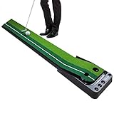 WINCAN Golf Putting Mat Green Indoor Outdoor–Auto Ball Return Function–Portable Golf Court Mini Training Aids - Extra Long Real-Like Grass Putting Trainer Set–3 Practice Bonus Balls