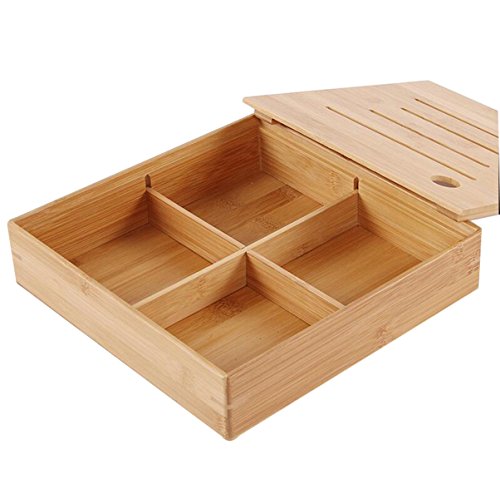 DDSS Fruit Disc - Creative Snack Plate Dried Fruit Plate Grid Melon Seeds Bamboo Candy Plate Snack Plate Uitable for Home Living Room Coffee Table Size: 24x24x5.5cm /