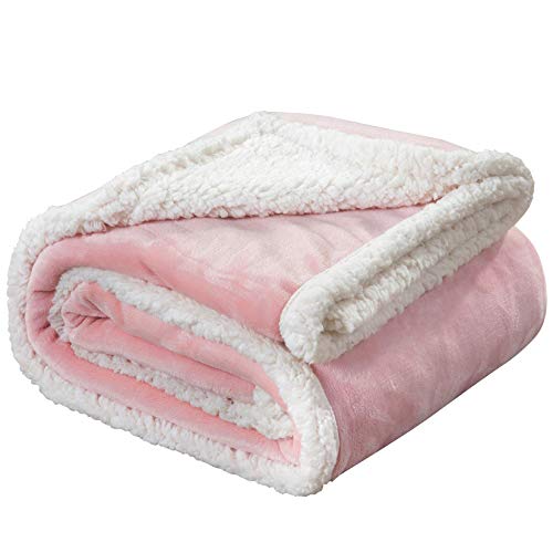 Homelike Moment Sherpa Fleece Throw Blanket Pink Warm Sherpa Bed