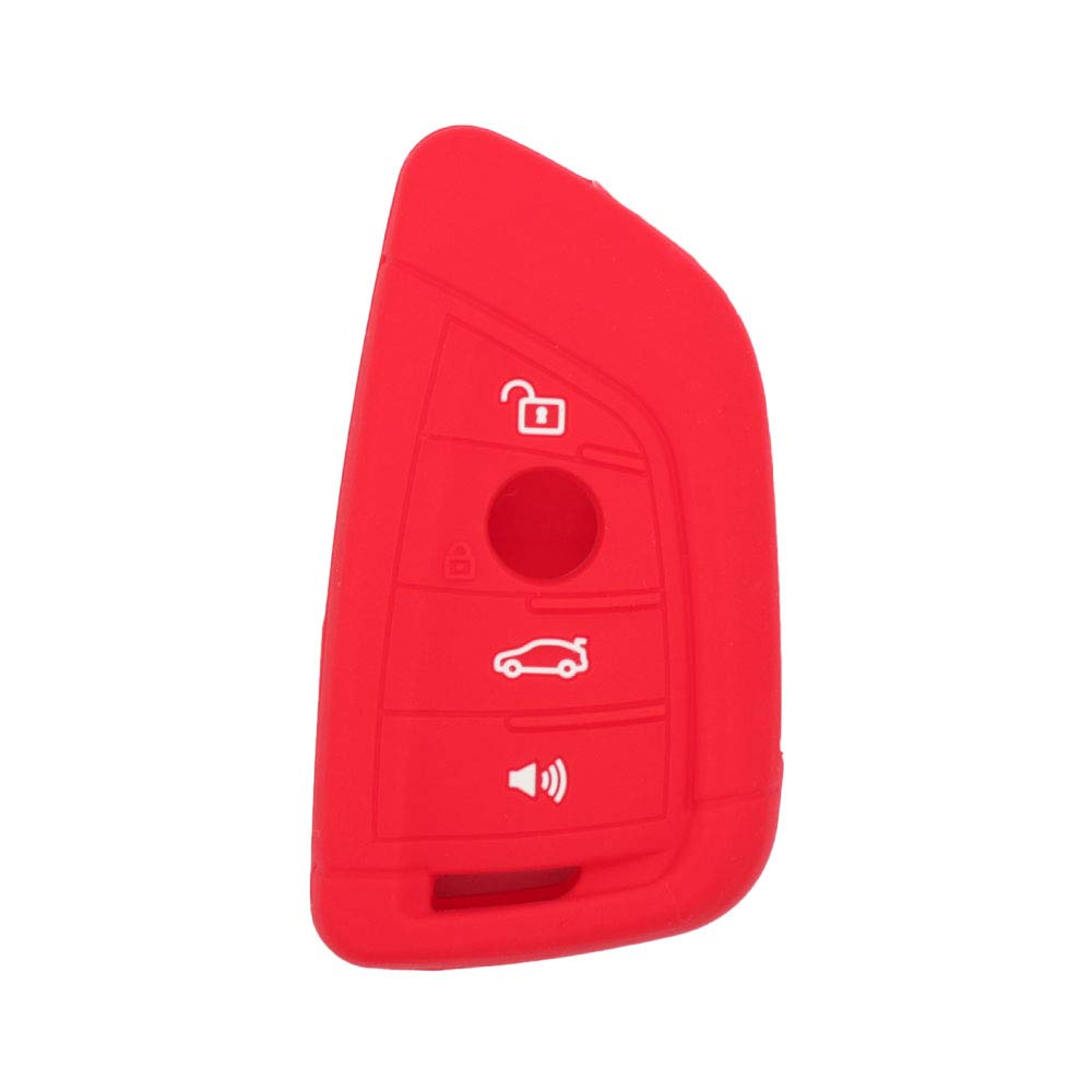 BROVACS Silicone Cover Protector Case Holder Skin Jacket Compatible with BMW X5 X6 4 Button Smart Remote Key Fob CV4908 Red