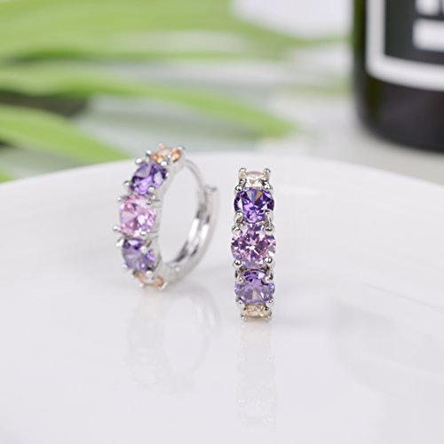 Paxuan Womens White Gold Plated Hypoallergenic Cubic Zirconia Small Round Huggie Hoop Earrings 15MM (Silver)