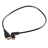 Smays Left Angle HD Mini HDMI to HDMI Cable for Camera, Flat DV, DC, Tablet TF101 (1.64 Feet=50 Centimeters)