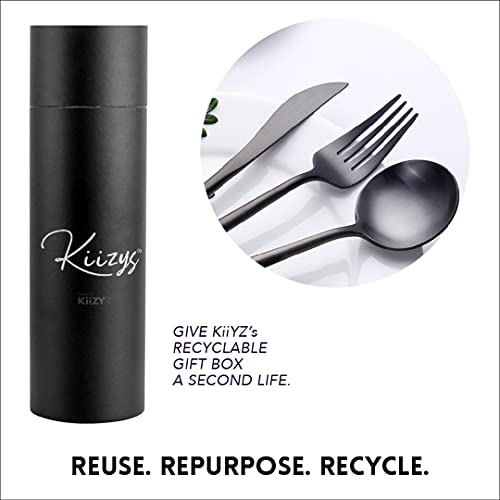 Matte Black Utensil Set Silverware Set 14piece KiiZYs Stainless