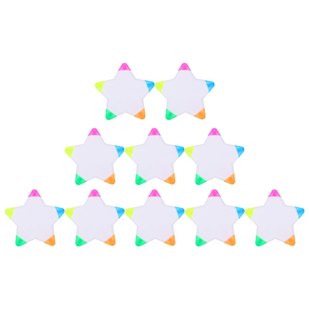 10Pcs 5 Star Highlighter Pens Multi Pack - 5 Colors in 1 Marker for Journaling, Drawing, Office & School Supplies