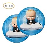 30PCS Boss Baby 7 Inch Party Plates for Baby Show Kids Birthday Party Cake Decorations Supplies
