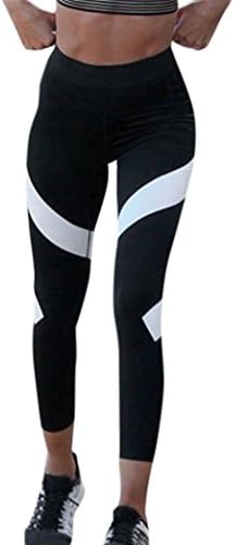 kaifongfu Cropped Pants, Splice Yoga Pants Skinny Workout Gym Leggings Pants Womens Fitness Sports Cropped Pants (S, Black)