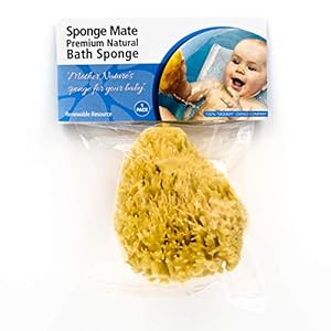 Sponge Mate Natural Baby Bath Sponge – Grown in The U.S.A. – 4 inch Newborn Baby Infant Soft Natural Sea Sponge