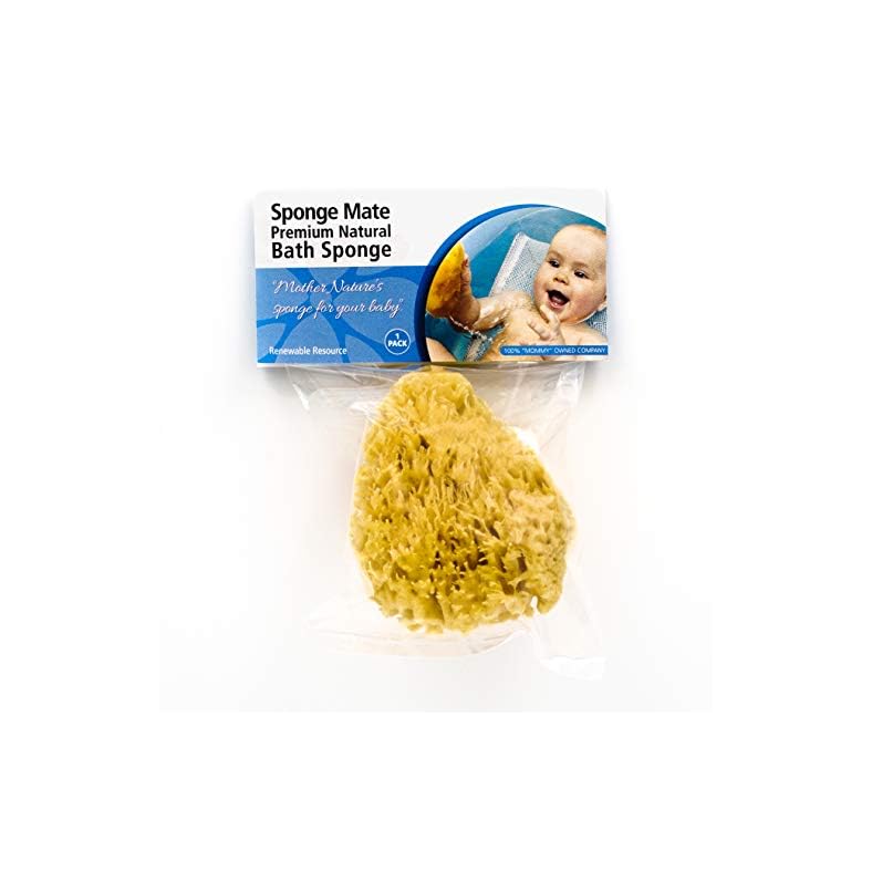 Sponge Mate Natural Baby Bath Sponge – Grown in The U.S.A. – 4 inch Newborn Baby Infant Soft Natural Sea Sponge