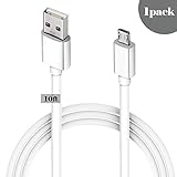 10FT Long Android Charger Cable Fast Charge,USB to Micro USB Cable White,Micro USB 2.0 Cable USB Micro Cable for Samsung Charger Cord Tablet Galaxy 7 S7 S6 Edge LG Phone,Charging Wire for Kindle Fire